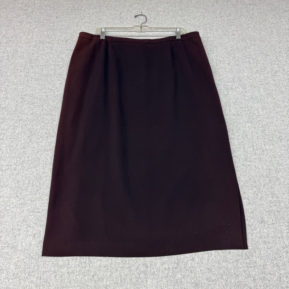 Marina Rinaldi Pencil Skirt Size 25 Burgundy Made in Italy Lined Side Slit Midi